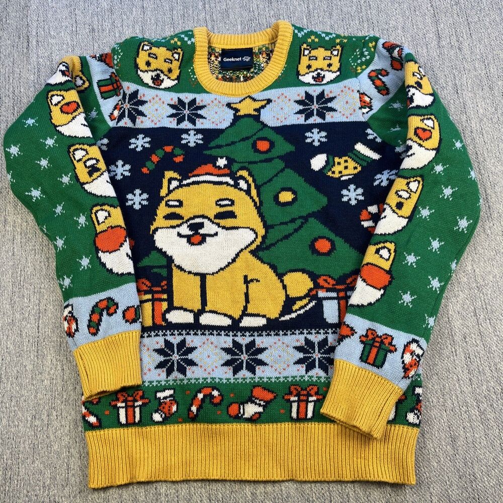 Geeknet Shiba Inu Ugly Christmas Sweater Medium M GameStop Dog Holiday Knit
